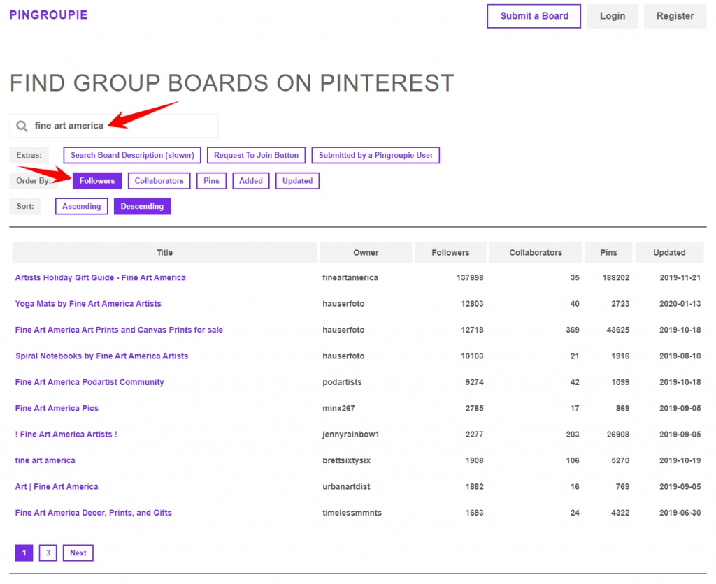 Find Pinterest Group boards with the help of Pingroupie