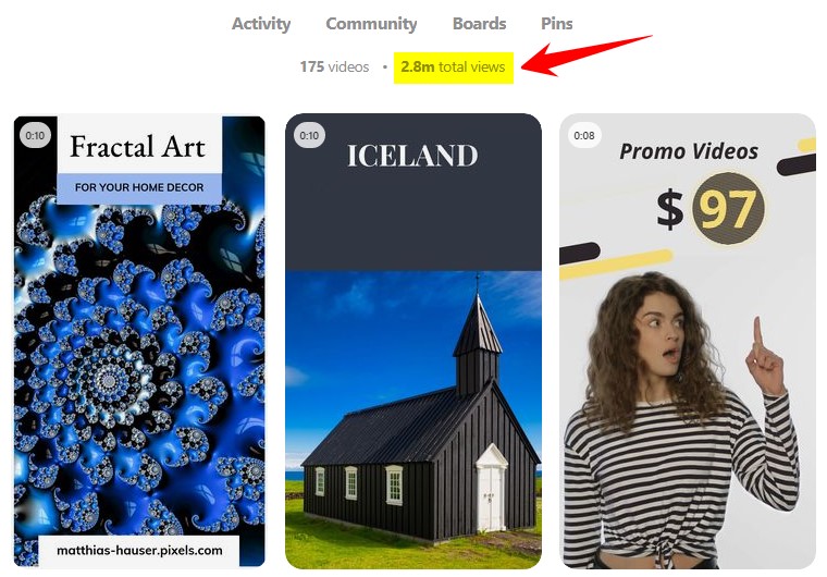 Pinterest Video Pins with millions of views